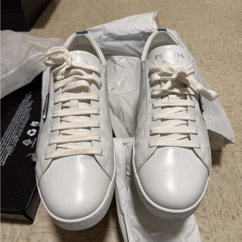 Prada white and blue shoe